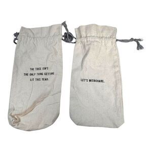 Adult Humor Gift Set Getting Lit Let's Misbehave Set Of 2 Canvas Wine Bags